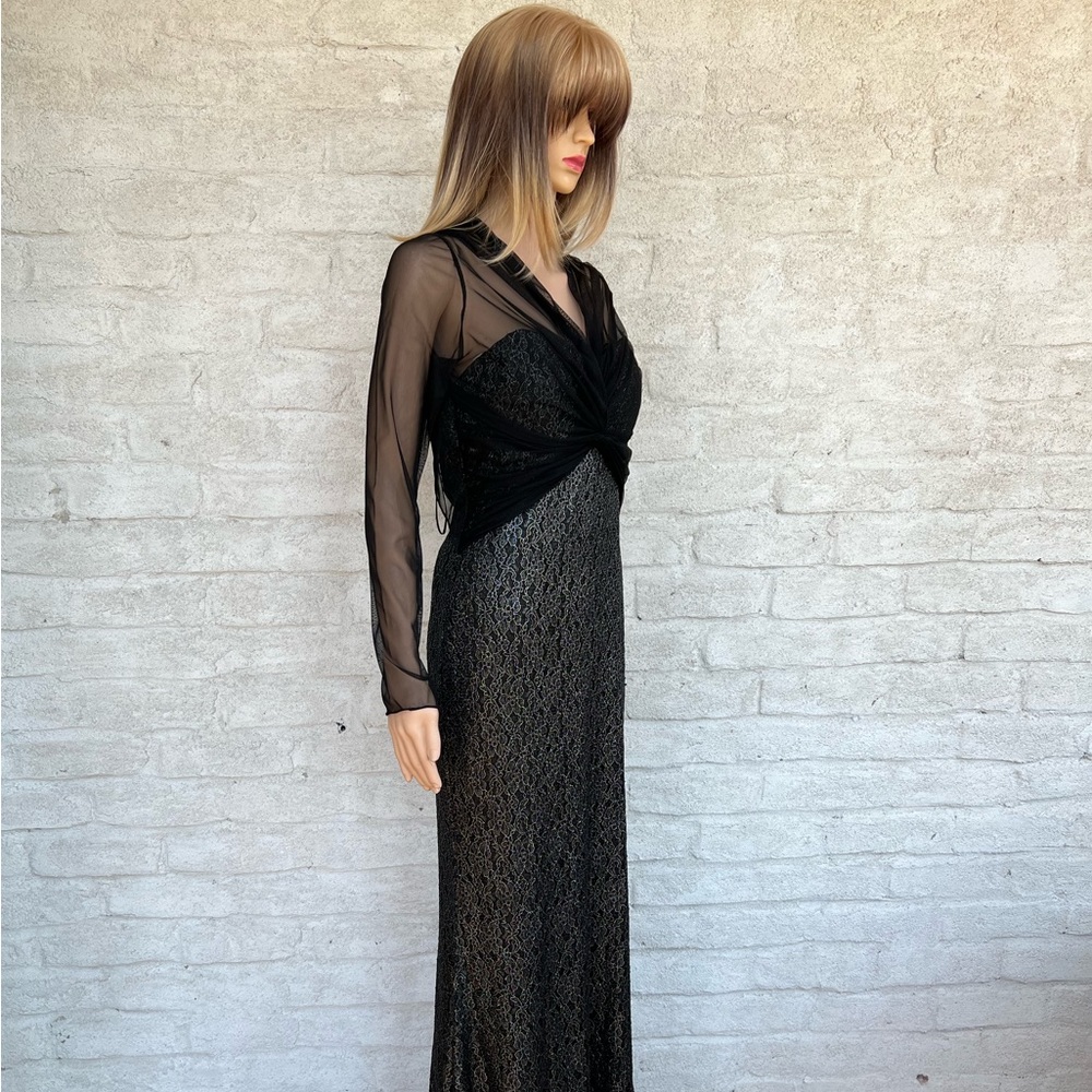 BADGLEY MISCHKA COLLECTION Evening Gown, Net Sleeves and Bodice, Fully Lined